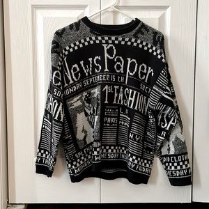 Vintage black/white fashion newsprint sweater 80s/90s